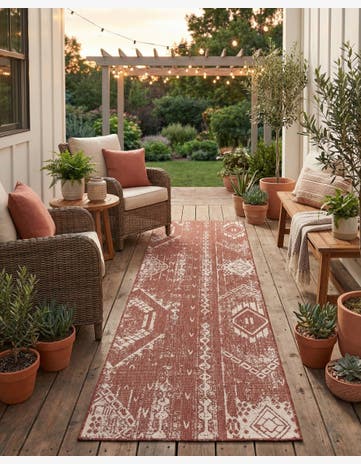 2' 7 x 12' Easy-Clean Bohemian Indoor / Outdoor Runner Rug