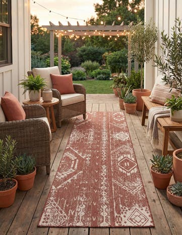 2' 7 x 12' Easy-Clean Bohemian Indoor / Outdoor Runner Rug