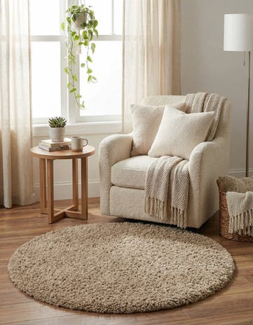 4' x 4' Solid Shag Round Rug