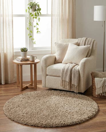  4' x 4' Solid Shag Round Rug