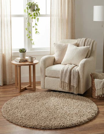 4' x 4' Solid Shag Round Rug