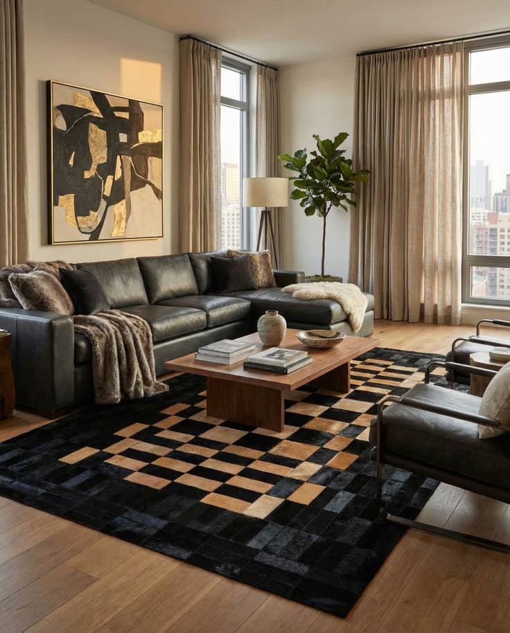 Detail image of 5' 2 x 7' 11 Cowhide - Patchwork Rug