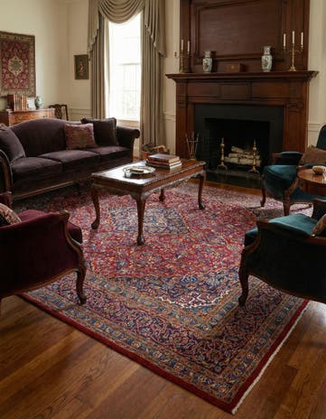 9' 7 x 12' 9 Hand Knotted Mashad Persian Wool Rug