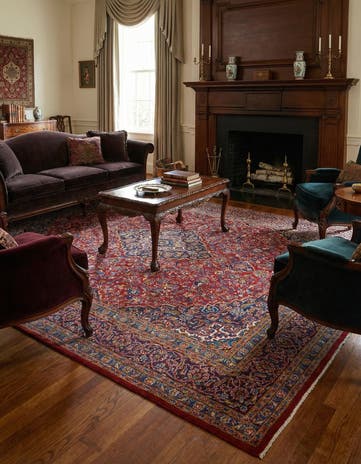 9' 7 x 12' 9 Hand Knotted Mashad Persian Wool Rug