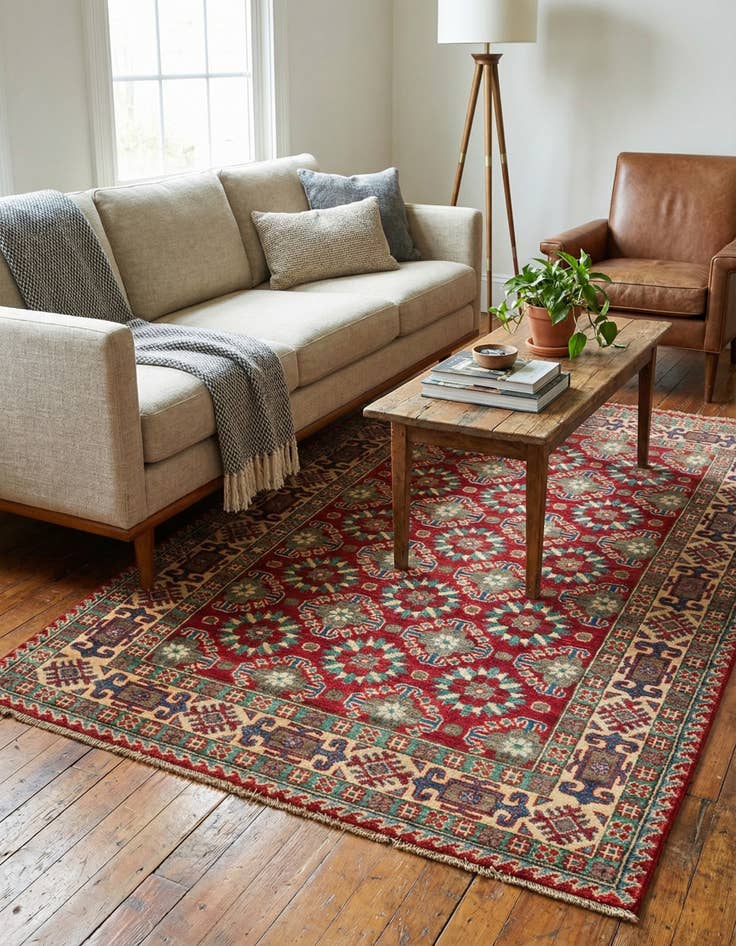 Detail image of 4' x 5' 10  Hand Knotted Kazak Rug