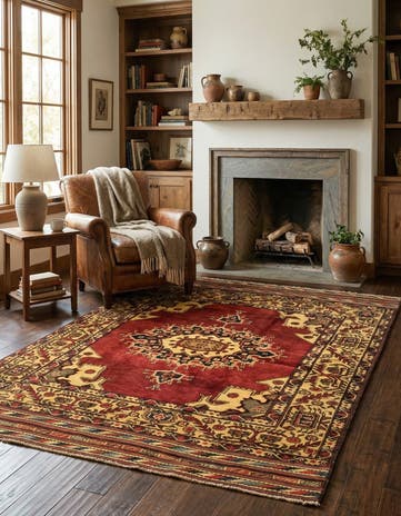 4' 3 x 6' Hand Knotted Sumak Wool Rug