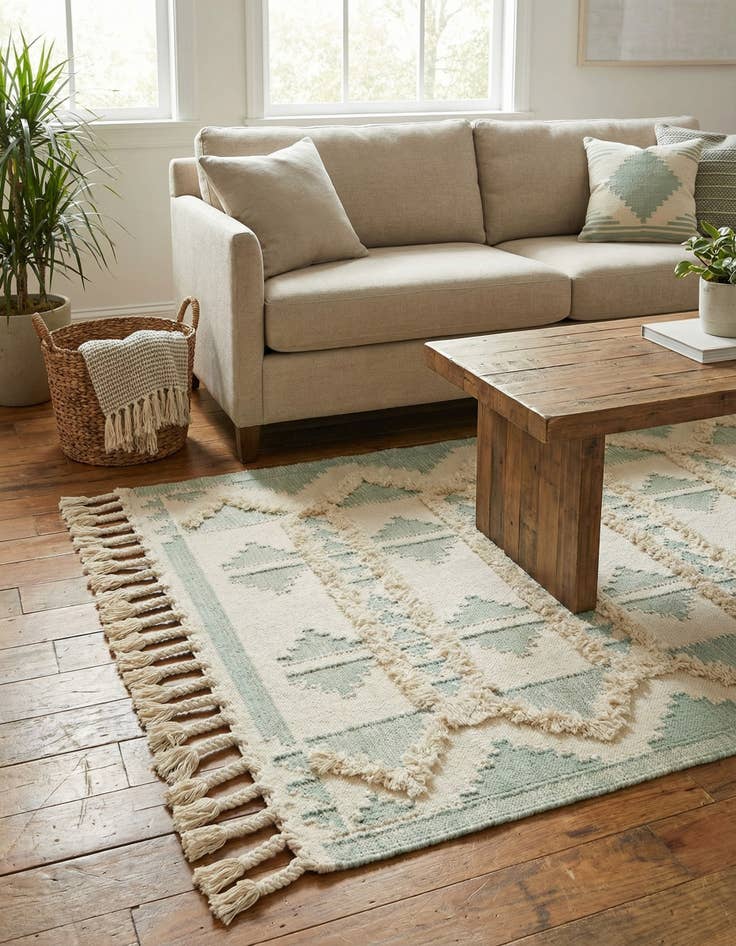 Detail image of  4' 1 x 6' 1  Hand Woven Arizona Wool Rug