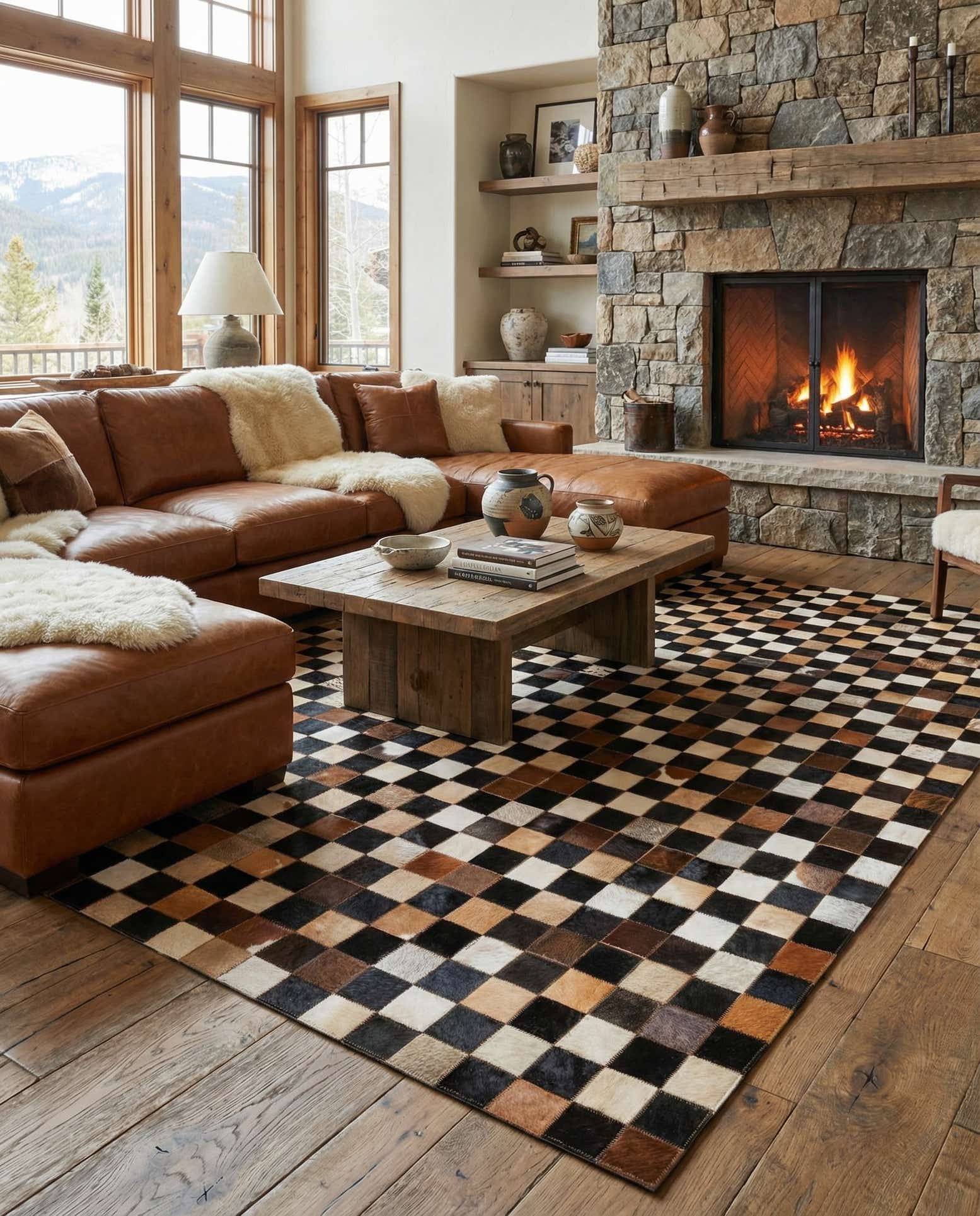 5' x 8' Cowhide Leather Rug