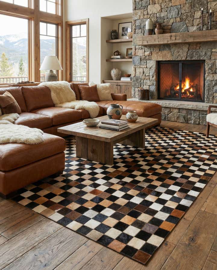 5' x 8' Cowhide Leather Rug