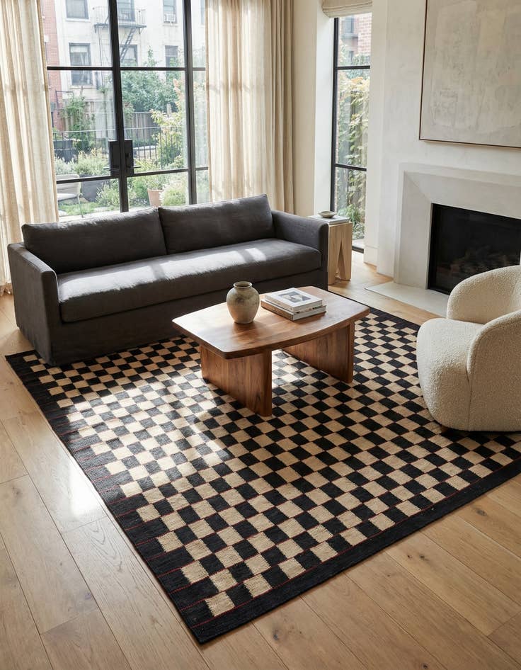 Detail image of 5' 8 x 7' 6  Hand Woven Kilim Modern Wool Rug