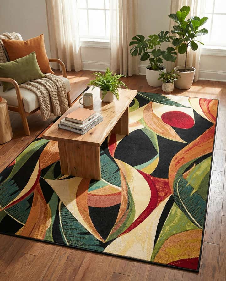 5' x 8' Easy-Clean Botanical Indoor / Outdoor Rug