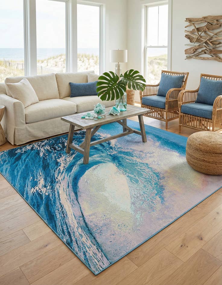 Detail image of 7' 10 x 7' 10  Washable Modern Indoor / Outdoor Square Rug