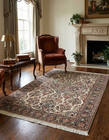 4' 2 x 5' 10 Hand Knotted Sarough Wool Rug
