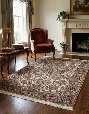 4' 2 x 5' 10 Hand Knotted Sarough Wool Rug
