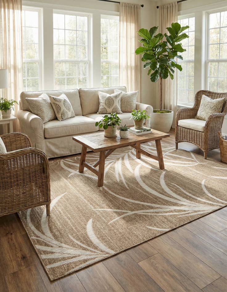 Detail image of 8' x 10'  Washable Botanical Indoor / Outdoor Rug