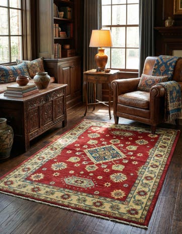 3' 4 x 5' Hand Knotted Kazak Rug