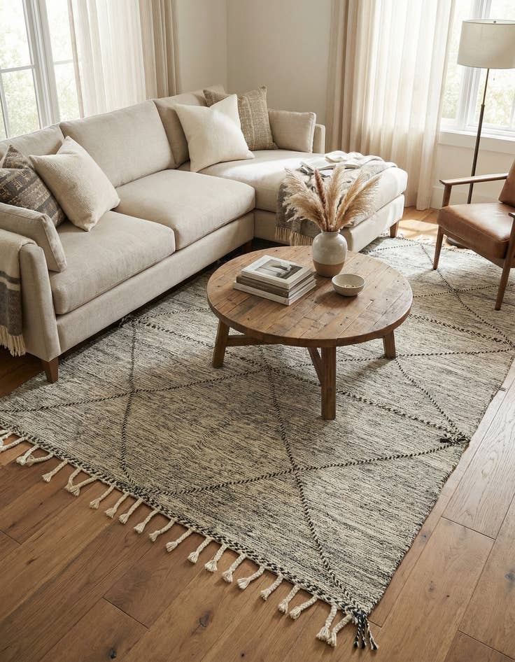 Detail image of 6' 6 x 9' 10  Hand Knotted Moroccan Wool Rug