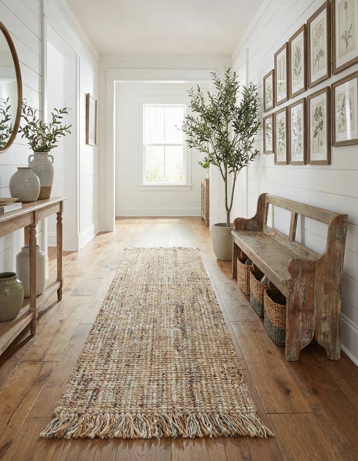 Detail image of 2' x 8'  Hand Woven Chunky Jute Runner Rug