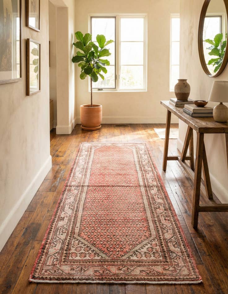 Detail image of 3' 10 x 9' 9  Hand Knotted Ultra Vintage Persian Wool Runner Rug