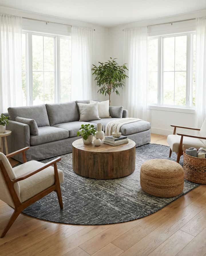 5' 3 x 8' Easy-Clean Modern Indoor / Outdoor Oval Rug