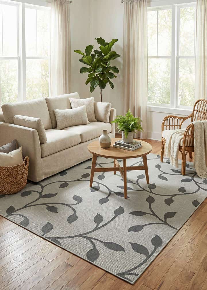7' x 10' Easy-Clean Botanical Indoor / Outdoor Rug