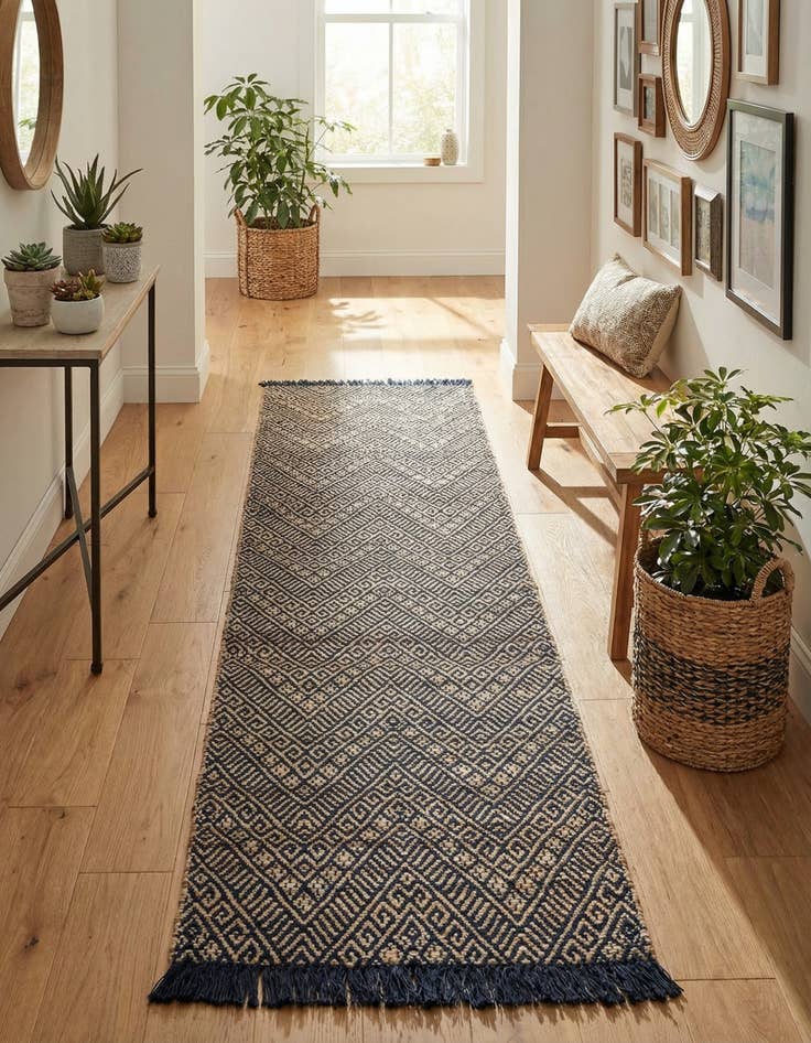 Detail image of 2' 7 x 10'  Hand Braided Jute Runner Rug