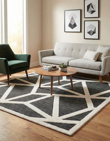 Gray Prismatic Square Rug