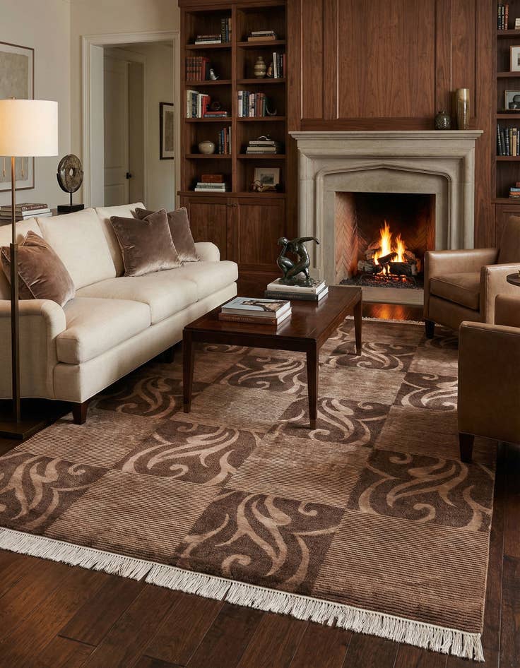 Detail image of 6' 8 x 10'  Hand Knotted Darya Wool Rug