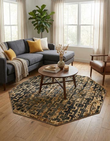 Blue Saturn Octagon Rug