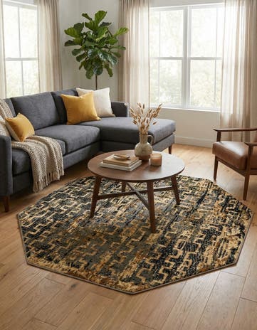 Blue Saturn Octagon Rug