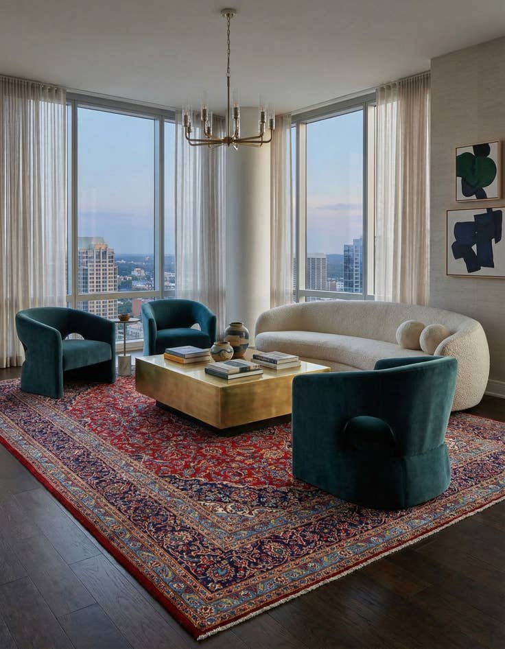 Detail image of  9' 8 x 12' 9  Hand Knotted Kashan Persian Wool Rug