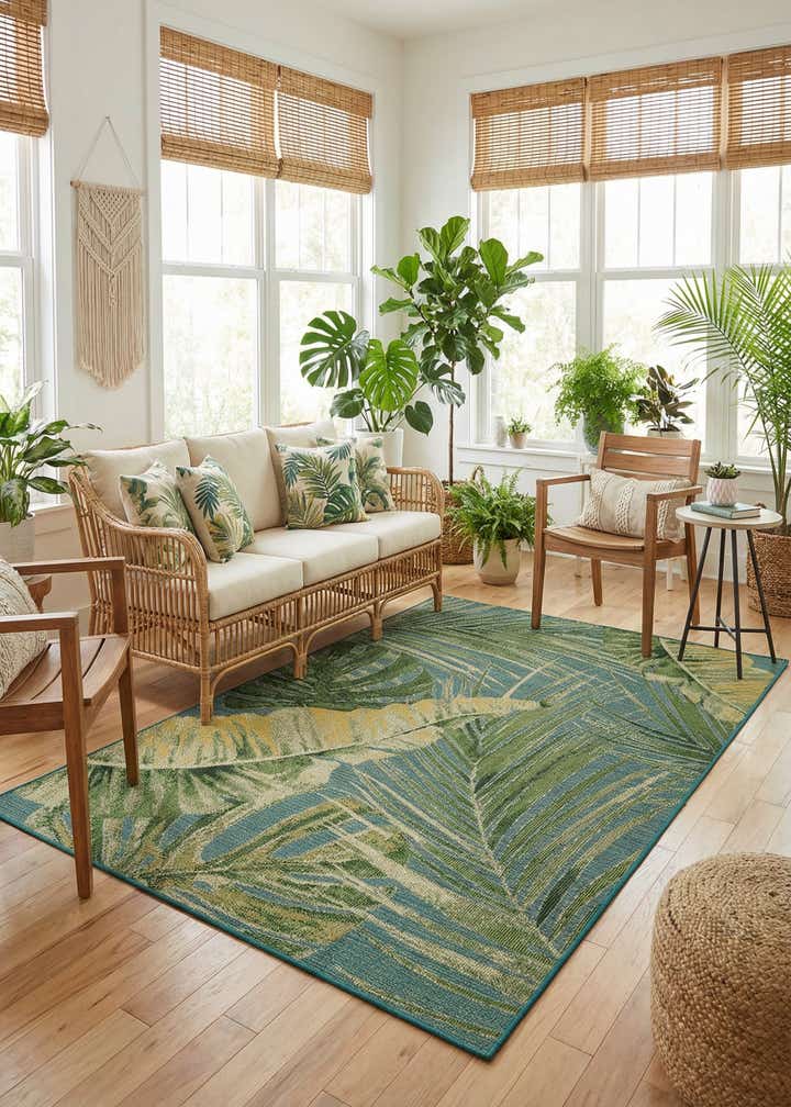 6' x 9' Easy-Clean Botanical Indoor / Outdoor Rug