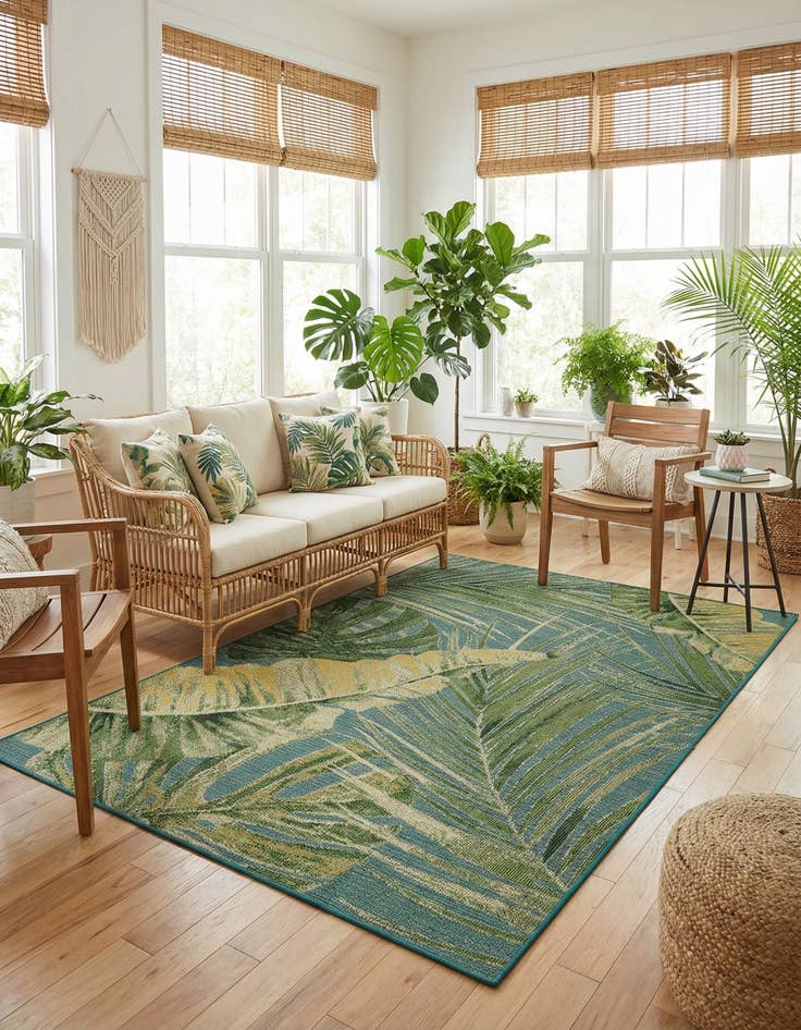 Detail image of  6' x 9'  Washable Botanical Indoor / Outdoor Rug