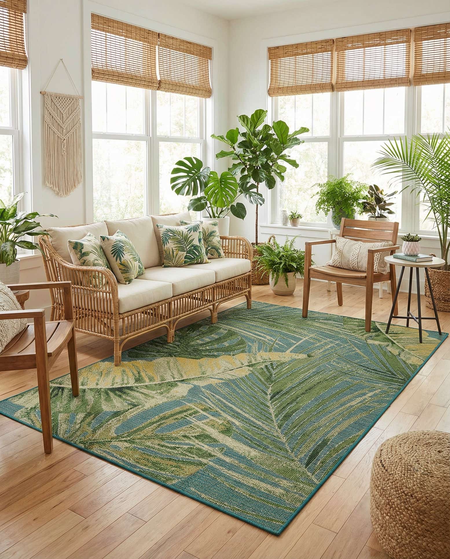 6' x 9' Easy-Clean Botanical Indoor / Outdoor Rug