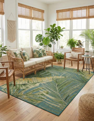 6' x 9' Easy-Clean Botanical Indoor / Outdoor Rug