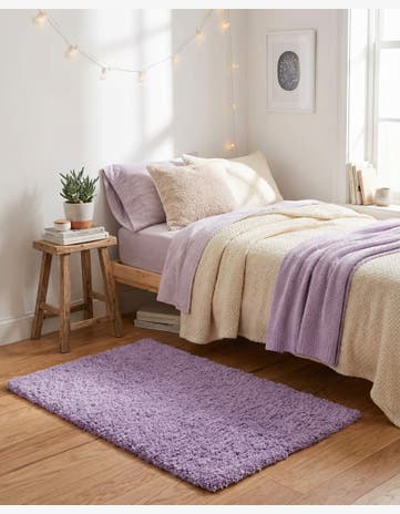 Lilac Solid Shag Rug