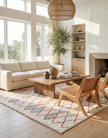 9' x 9' 9 Hand Knotted Moroccan Wool Square Rug