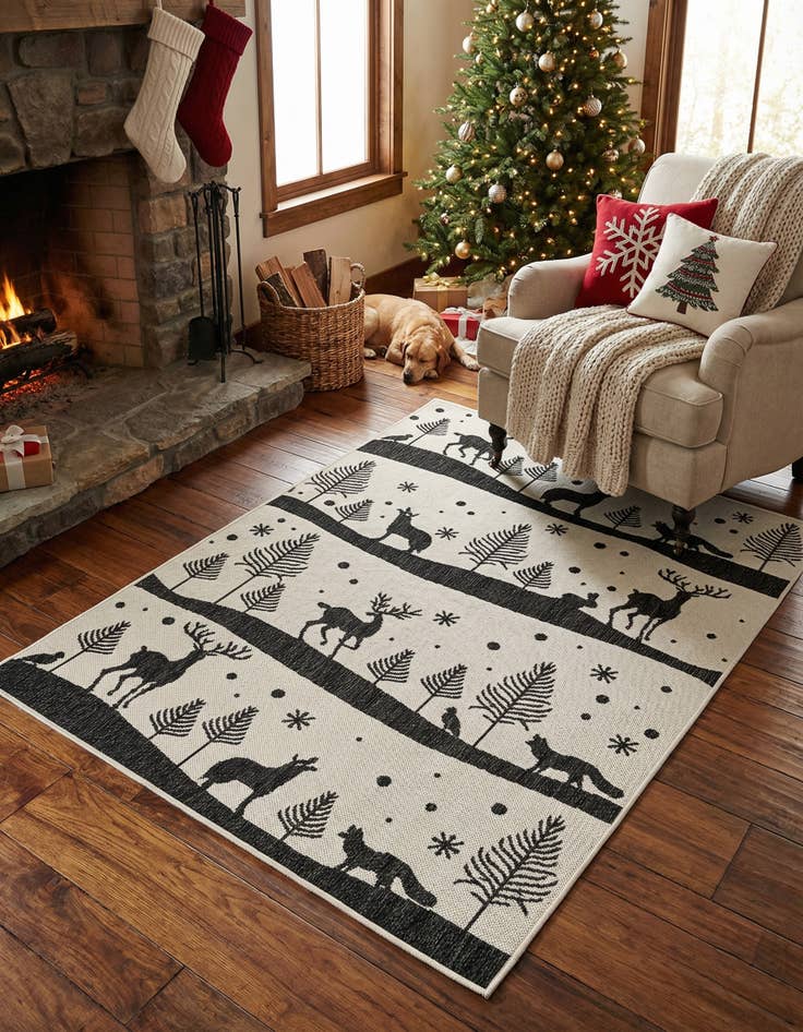 Detail image of 4' x 6' Easy-Clean Holiday Indoor / Outdoor Rug