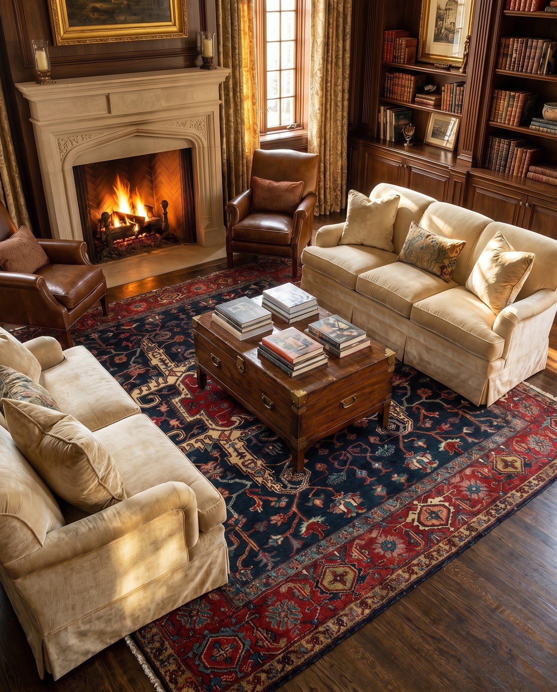7' 11 x 10' Moghul Heriz Wool Rug