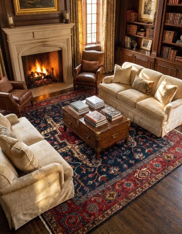 7' 11 x 10' Moghul Heriz Wool Rug