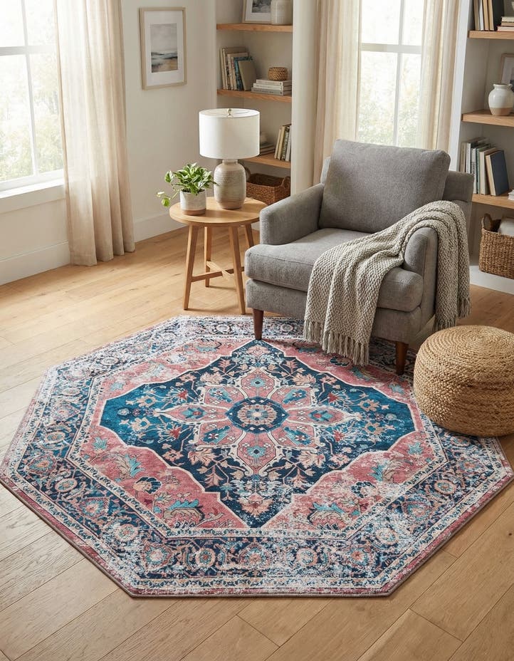 5' 3 x 5' 3 Washable Yara Octagon Rug