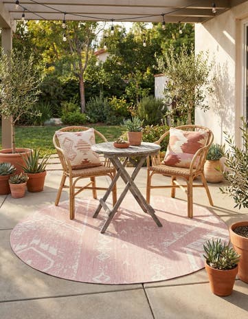 6' x 6' Easy-Clean Bohemian Indoor / Outdoor Round Rug