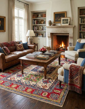 6' 7 x 10' 2 Hand Knotted Kazak Rug