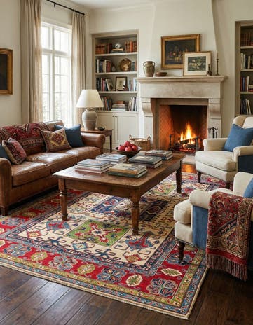 6' 7 x 10' 2 Hand Knotted Kazak Rug