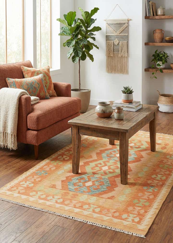 3' 2 x 5' Hand Woven Kilim Waziri Wool Rug