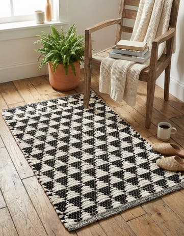 Black and White Hand Woven Chindi Jute Rug