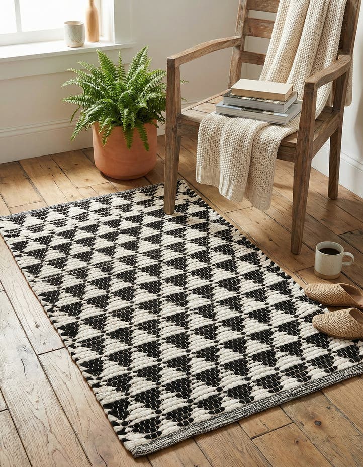 2' x 3' 1 Hand Woven Chindi Jute Rug