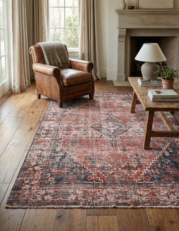 4' 3 x 6' 4 Hand Knotted Ultra Vintage Persian Wool Rug