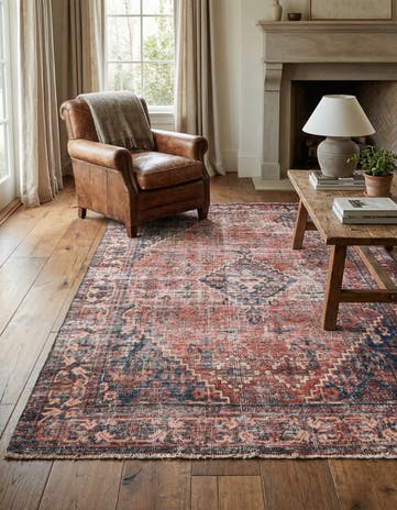 4' 3 x 6' 4 Hand Knotted Ultra Vintage Persian Wool Rug