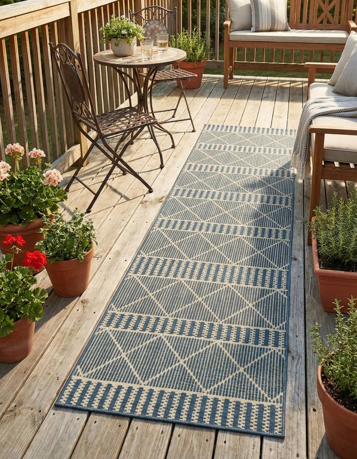 Detail image of 2' 7 x 5' 3 Easy-Clean Trellis Indoor / Outdoor Runner Rug